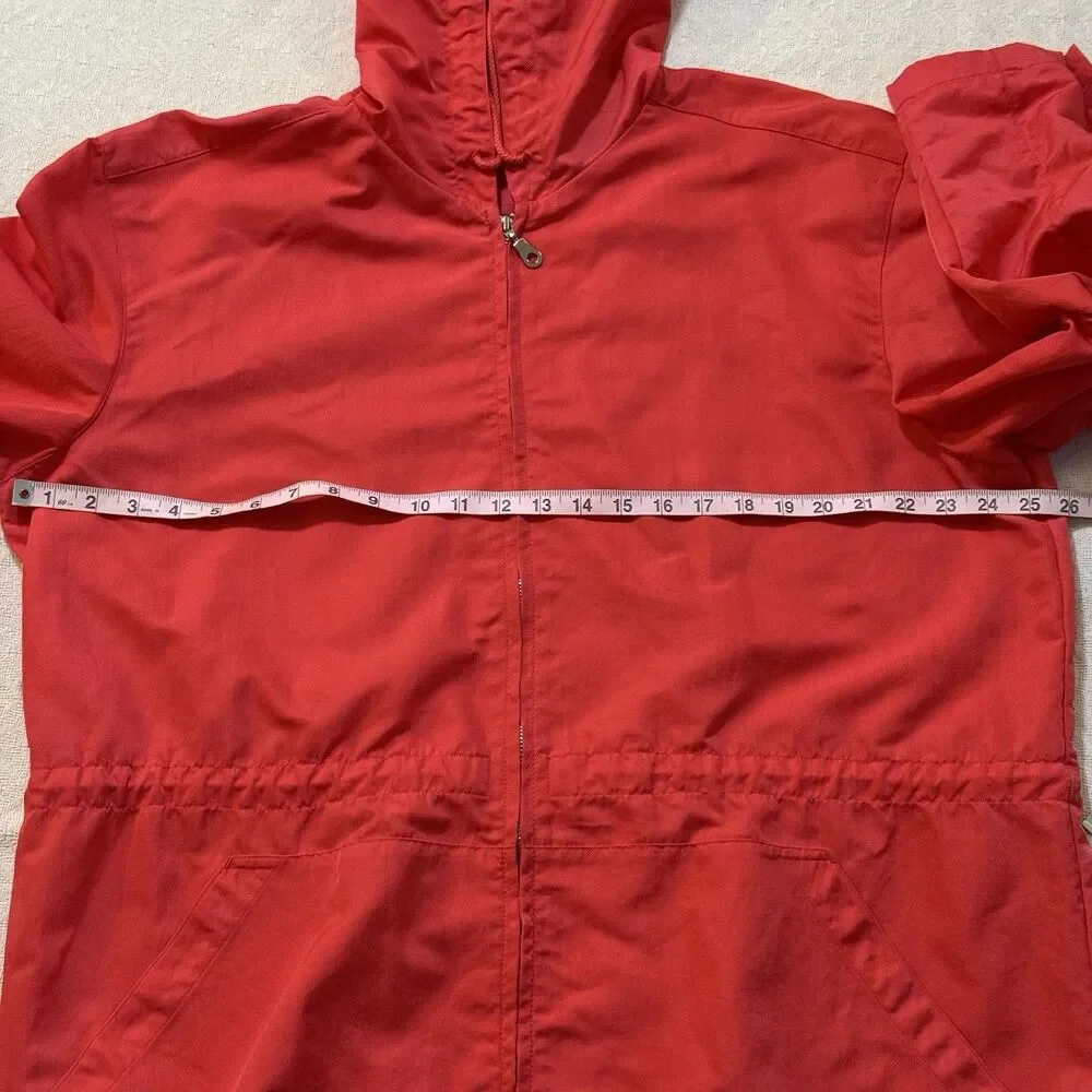 Villager Liz Claiborne Women’s Coral Orange Hooded Jacket Zip Pockets Size L